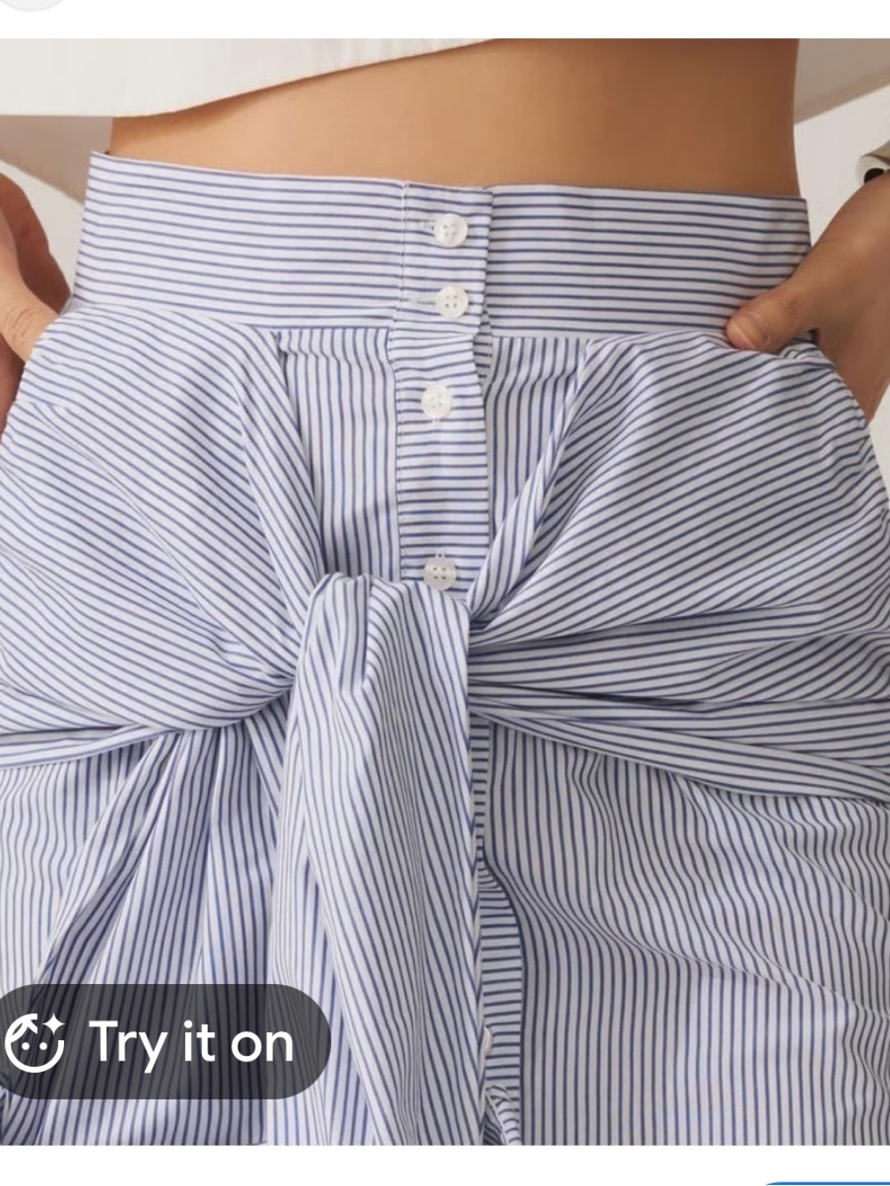 NWT Anthropologie Maeve Deconstructed Oxford Striped Tie-Front Midi Skirt - Picture 1 of 8